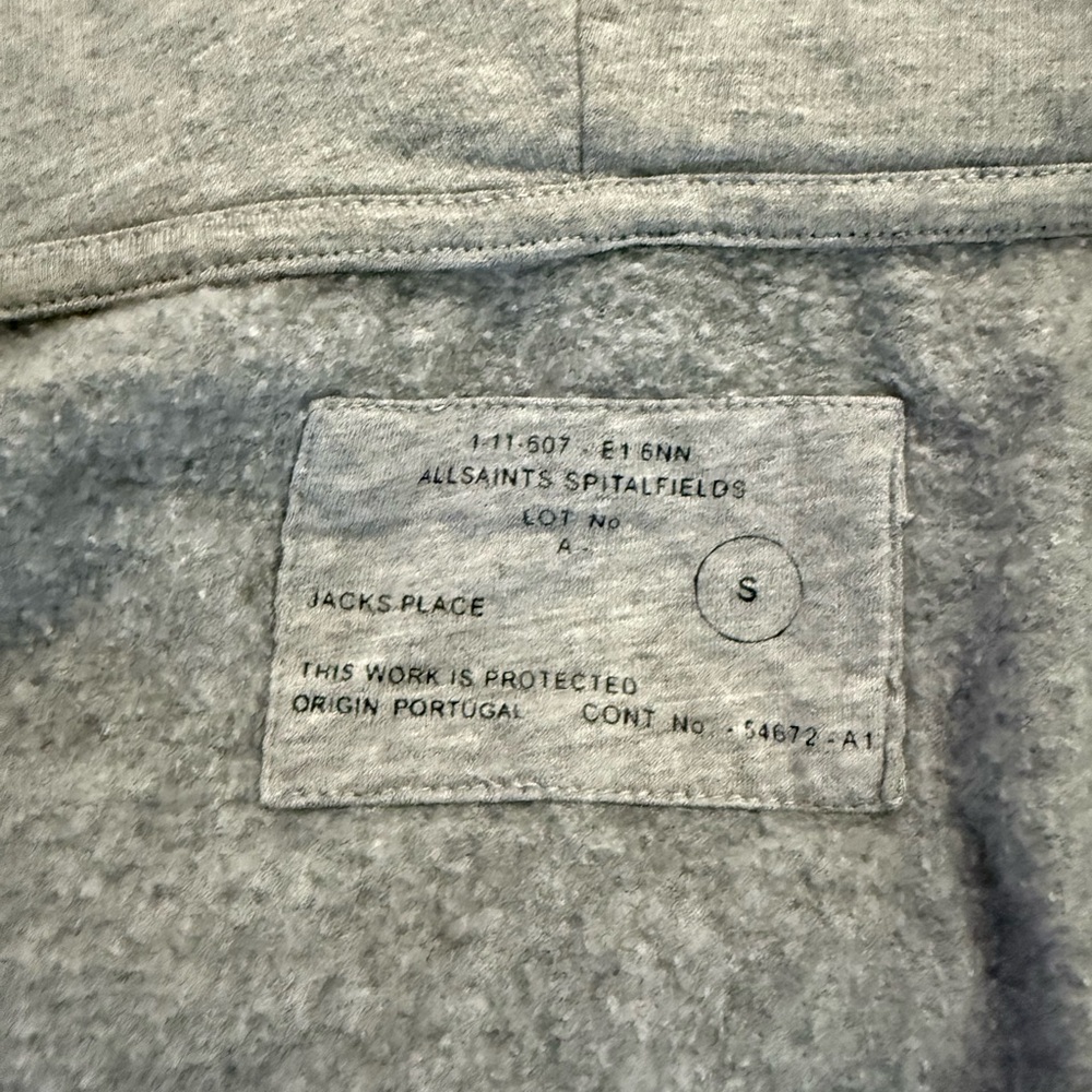 AllSaints Grey Cowl Neck Zip Hoodie Women’s Small - Picture 3 of 4